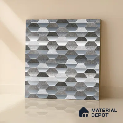 Geometric Wall & Floor Tile TL 07237 F Alpi 8004 GLM (Silver) 1 ft x 1 ft Ceramic Matte Finish - 9 mm  | 2 mm Spacer is Mandatory | Please Expect a Slight Variation of Pattern (Sample)
